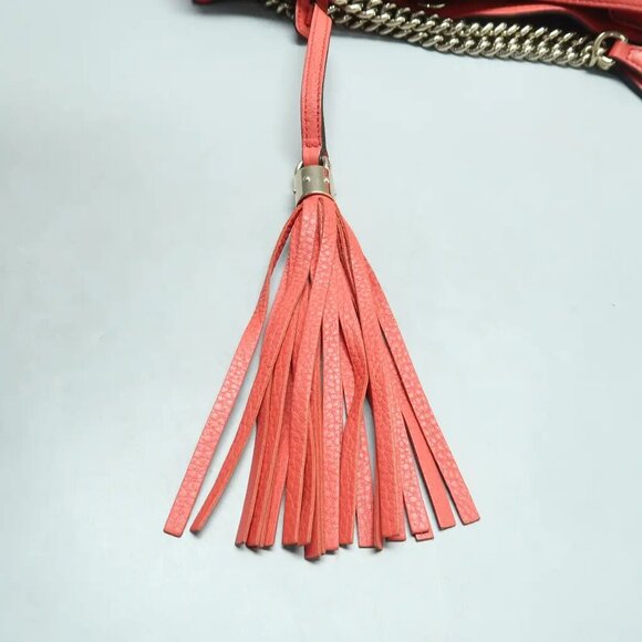 GUCCI Soho Chain Watermelon Red  Leather Shoulder Bag 760-122224 - Picture 9 of 12